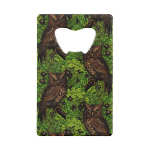 Owls in the oak tree, green and brown