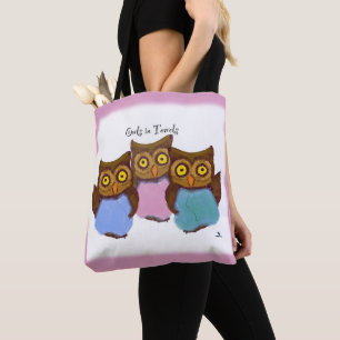 Owls In Towels Cute Cartoon Birds Fun Tote Bag