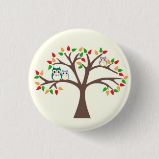 Owls in Tree 3 Cm Round Badge