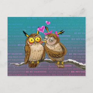 Owls Kiss Postcard