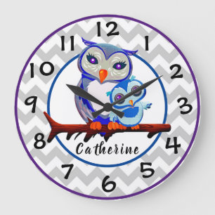 Owls Large Clock