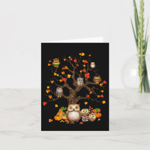 Owls Leaves Tree Fall Autumn Pumpkin Halloween Owl Card