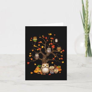 Owls Leaves Tree Fall Autumn Pumpkin Halloween Owl Card