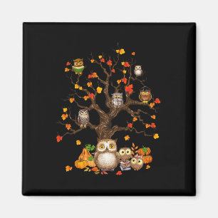 Owls Leaves Tree Fall Autumn Pumpkin Halloween Owl Magnet