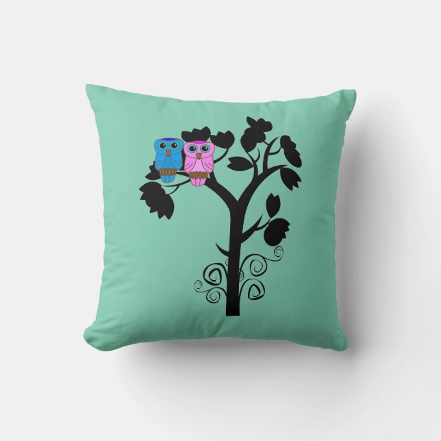 Owls - Love Birds - Gift for Couple Cushion (Front)