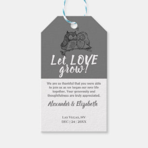 Owls Love Let Love Grow Wedding favour Gift Tags