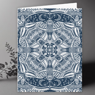 Owls Mandala Art Blank Thank You Card