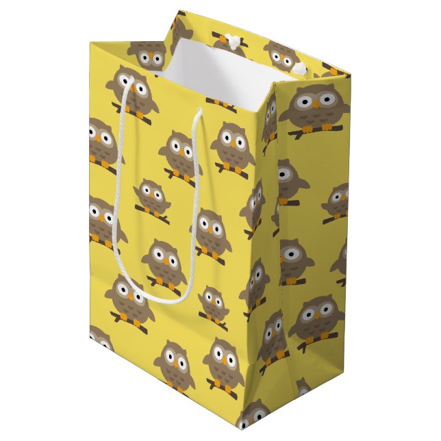 Owls Medium Gift Bag (Front Angled)