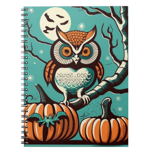 Owl's Nocturnal Halloween Notebook with Pumpkin Sp (Front)
