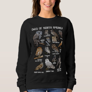 Owls of North America Nocturnal Animal Bird  Owl Sweatshirt