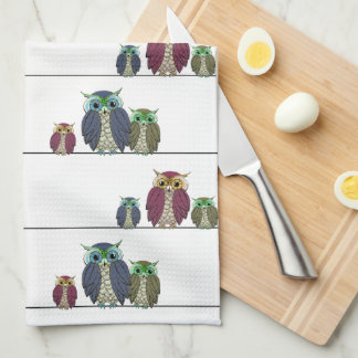 Owls on Wire Tea Towel