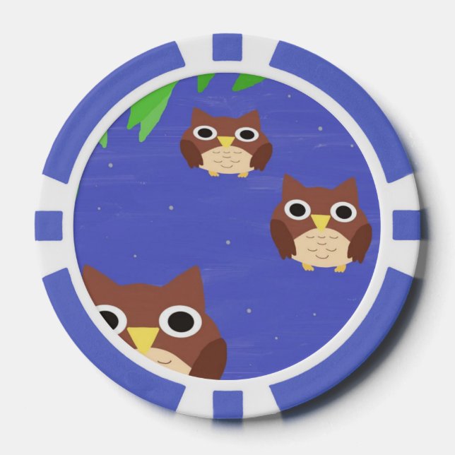 owls painting art poker chips (Front)