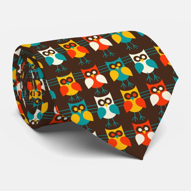 Owls Pattern 1Tie Tie (Rolled)