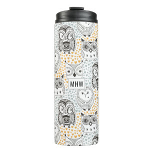 Owls Pattern custom monogram tumbler