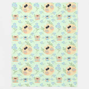 owls pattern fleece blanket