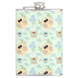 owls pattern hip flask