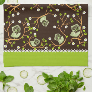 Owls pattern tea towel