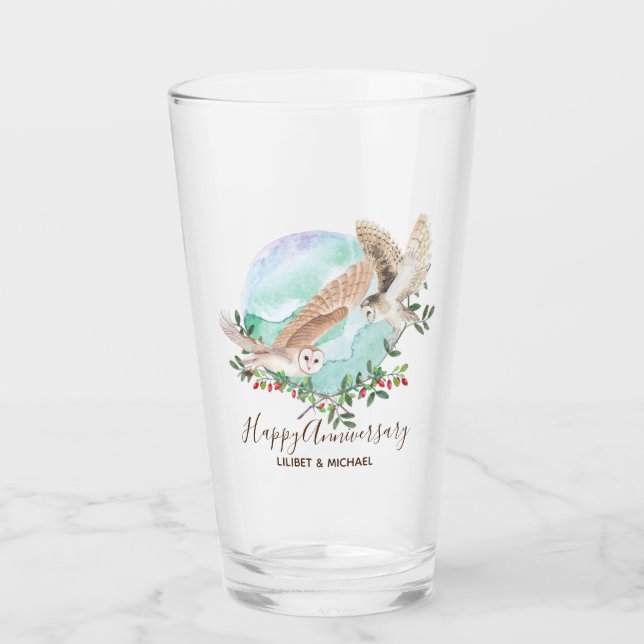Owls Personalised Glass (Front)
