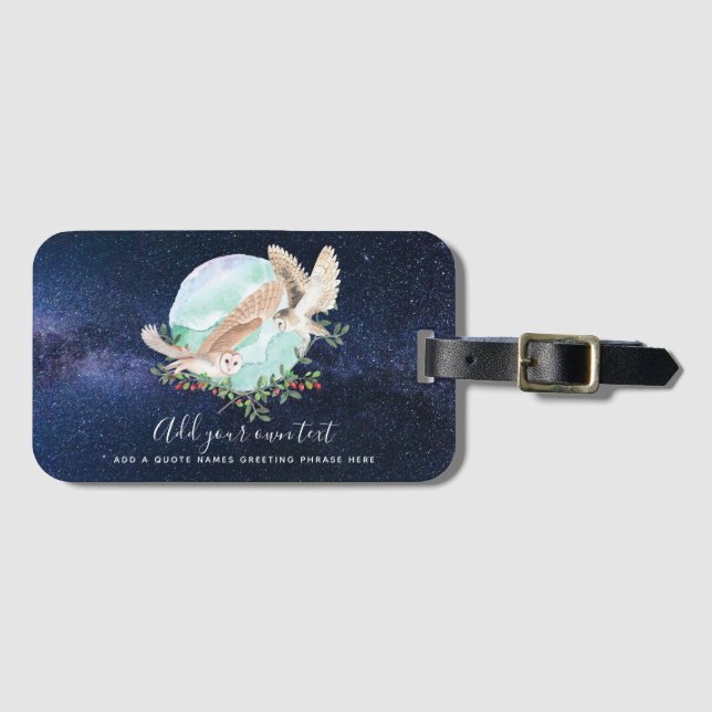 Owls Personalised Luggage Tag (Front Horizontal)