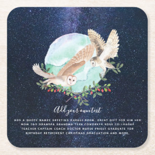 OWLS Personalised Square Paper Coaster