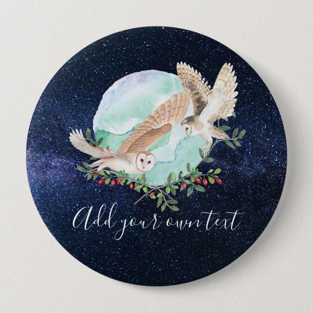 Owls Personalized 10 Cm Round Badge (Front)