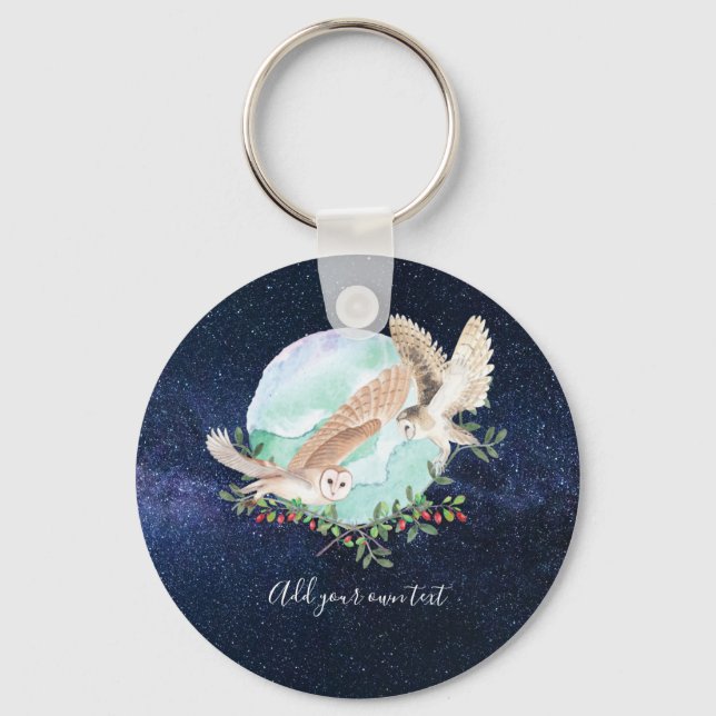 Owls Personalized Key Ring (Front)