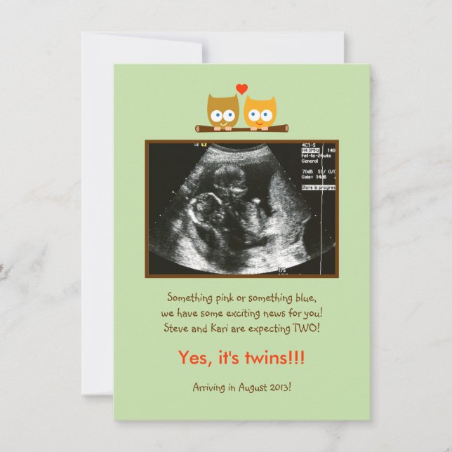 Owls Photo Pregnancy Announcement (Front)