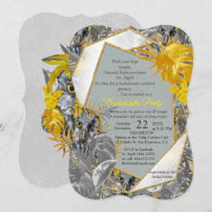 Owls - Plant leaves in Grey /Yellow 2021 colours Invitation