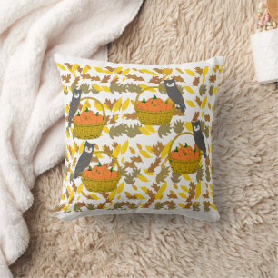 Owls & Pumpkin Harvest Throw Pillow