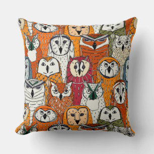 owls rust cushion