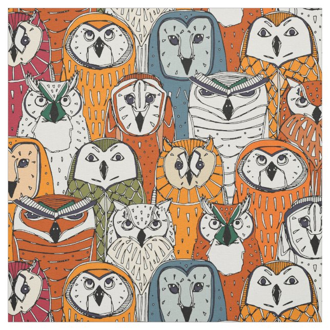owls rust fabric (Swatch)