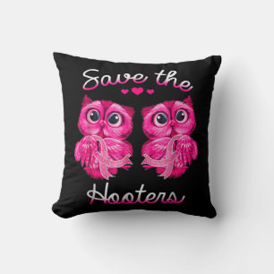 Owls Save A Hooters Pink Ribbon Breast Cancer Gift Cushion