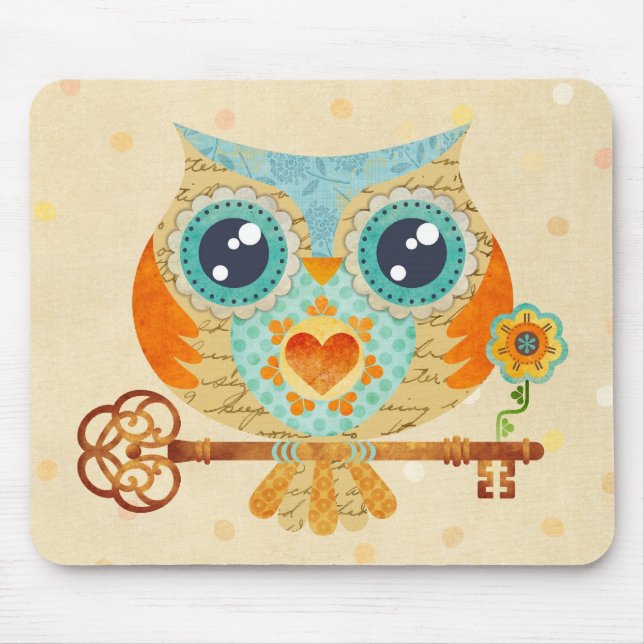 Owl's Summer Love Letters Mousepad (Front)