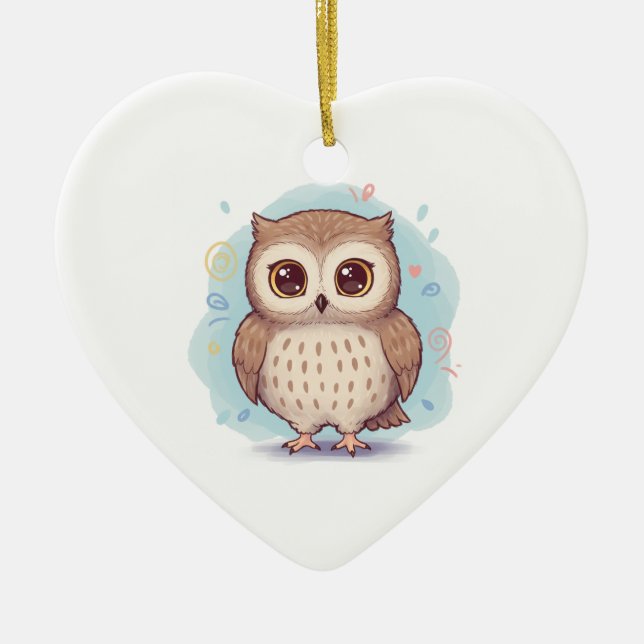 Owls that bring happiness ceramic ornament