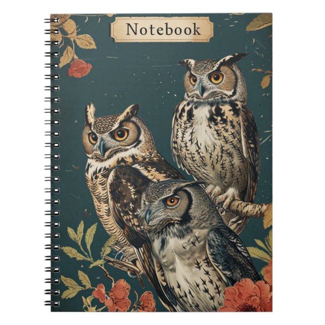 Owls Vintage  Notebook (Front)