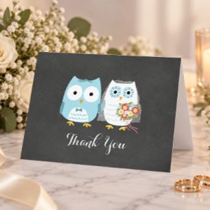 Owls Wedding Chalkboard Style Thank You Card