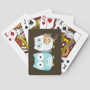 Owls Wedding - Cute Bride and Groom Playing Cards