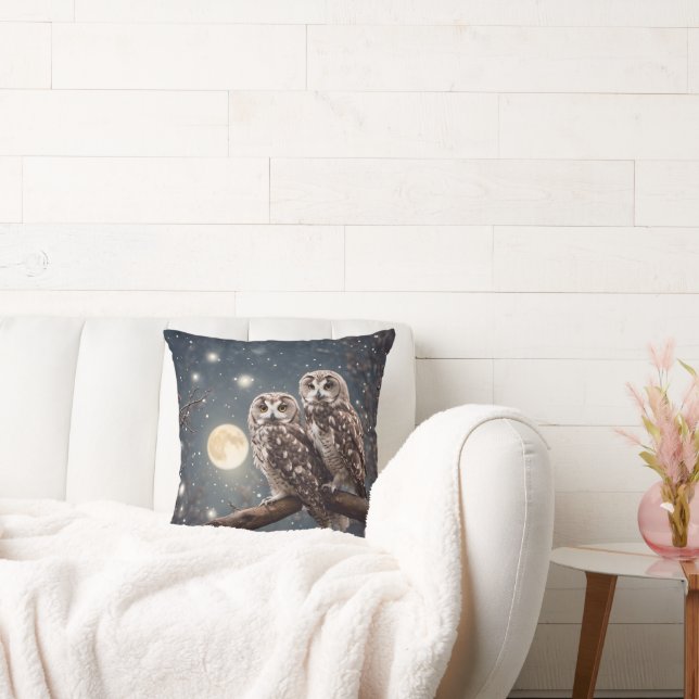 Owls With Full Moon Cushion (Couch)