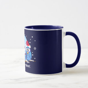 Owls with Santa hats mug