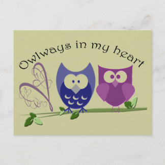 Owlways in my heart, cute Owl Gifts Postcard
