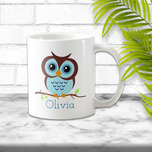 Owly Blue Personalised Coffee Mug