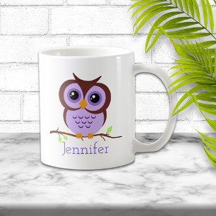 Owly Purple Personalised Coffee Mug