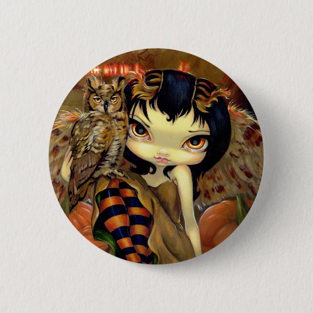 "Owlyn in Autumn" Button (Front)