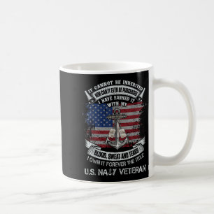 Own forever the title naval veteran sailor flag us coffee mug