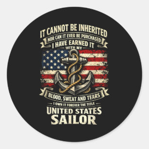 Own forever the title u.s sailor military veteran classic round sticker