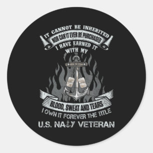 Own forever title us naval veteran sailor military classic round sticker