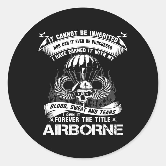 Own-it Forever The Title Airborne Army Ranger Vete Classic Round Sticker (Front)