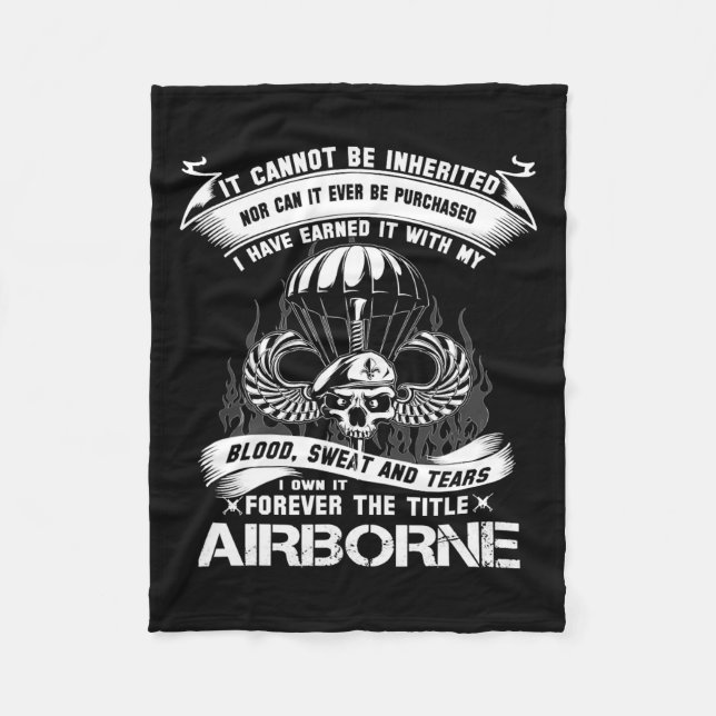 Own-it Forever The Title Airborne Army Ranger Vete Fleece Blanket (Front)