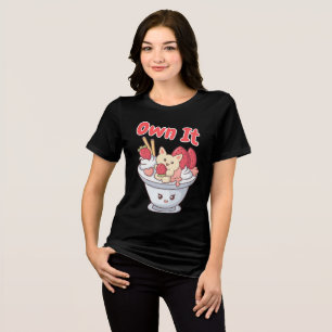 Own It Ice Cream with Kawaii Cat & Strawberries Tri-Blend Shirt