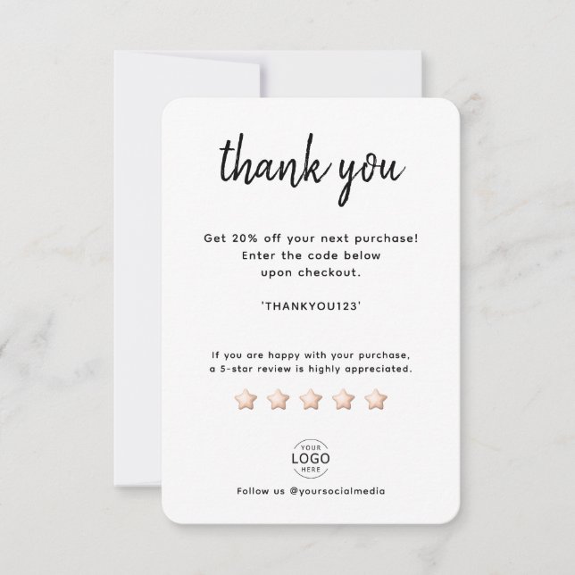 Own Logo Small Business Thank You Card (Front)